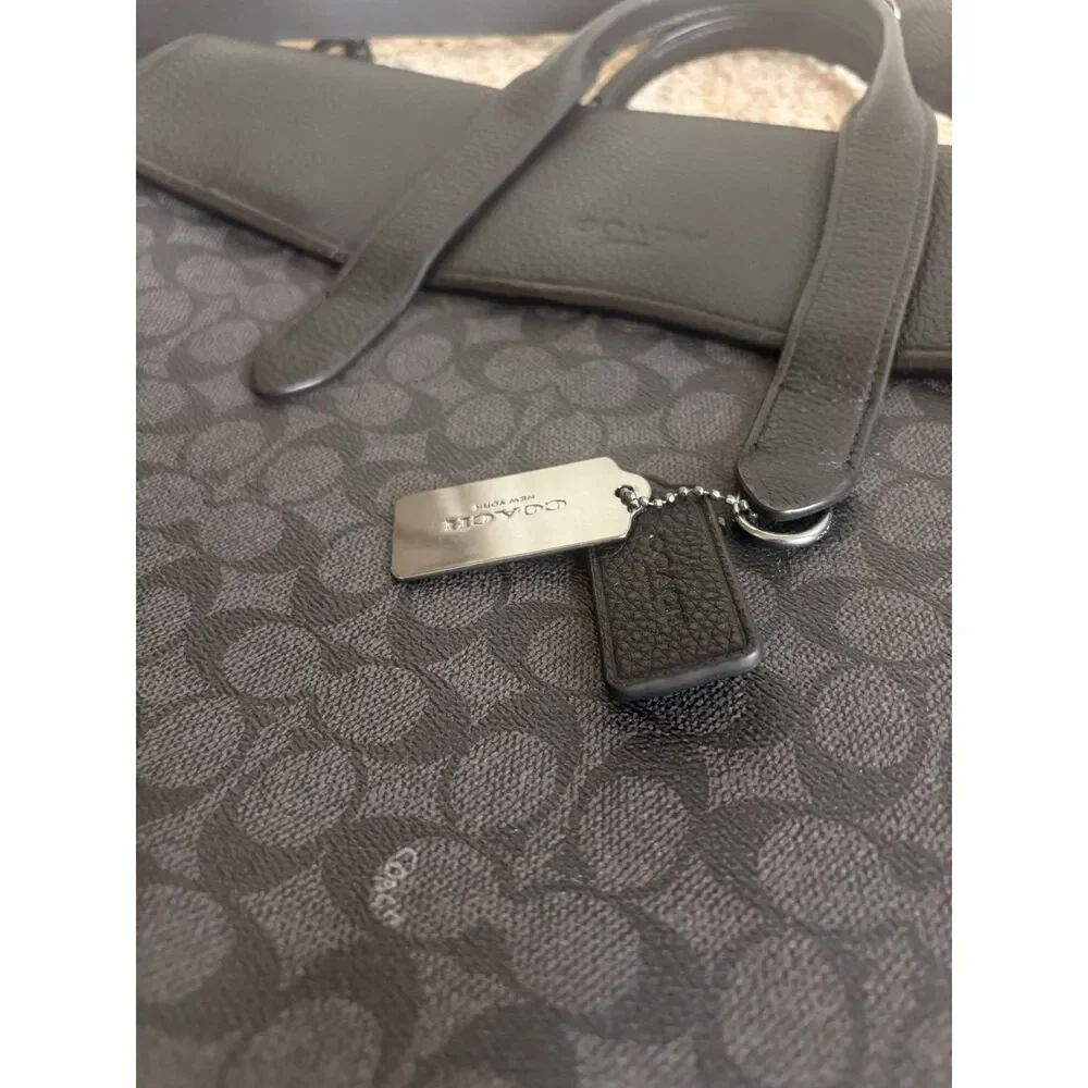 Coach Sullivan Signature Briefcase Charcoal Black NEW - Picture 6 of 8